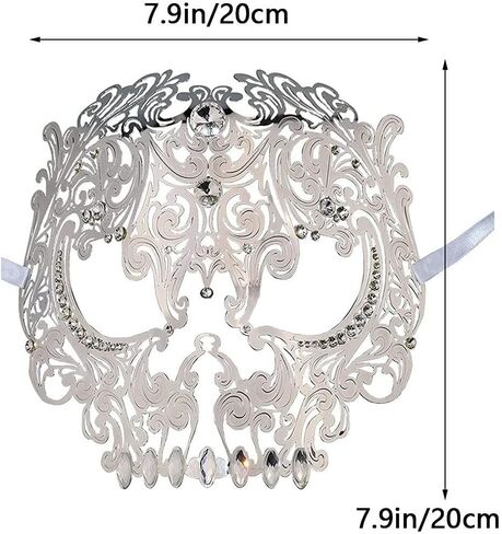 قناع تنكر جمجمة كامل الوجه من Qavctw، قناع تنكري ماردي جراس، قناع معدني للهالوين in Kuwait