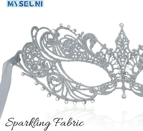 Masquerade Mask for Women - Shiny Rhinestone Lace Mask for Mascarade Ball Halloween Party Mardi Gras Masks Cosplay in Saudi Arabia