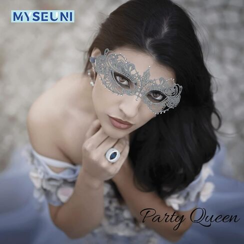 Masquerade Mask for Women - Shiny Rhinestone Lace Mask for Mascarade Ball Halloween Party Mardi Gras Masks Cosplay in Saudi Arabia