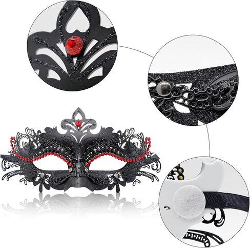 قناع تنكر من Qavctw للنساء أزياء الهالوين نصف قناع كرنفال ماردي غرا قناع للحفلات الراقصة قناع النساء البندقية in Kuwait