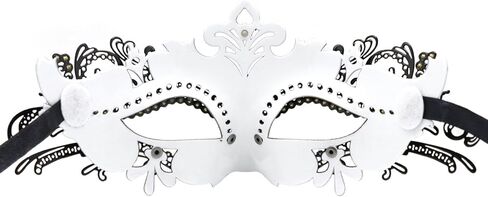 قناع تنكر من Qavctw للنساء أزياء الهالوين نصف قناع كرنفال ماردي غرا قناع للحفلات الراقصة قناع النساء البندقية in Kuwait