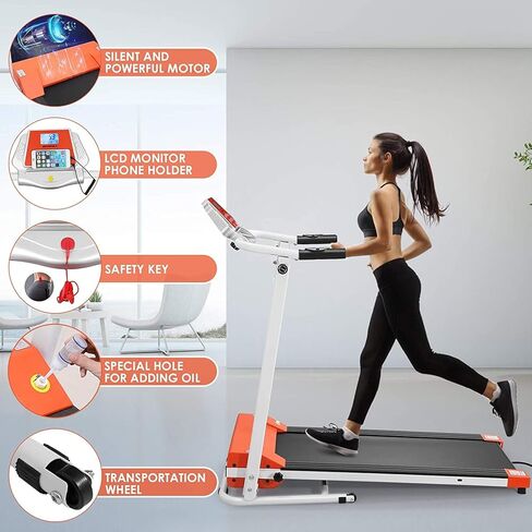 Folding Treadmill 1.5HP Foldable Treadmill with 12 Modes, Compact Mini Treadmill for Home Office, Space Saving Small Treadmill with Large Running Area, LCD Display, Easy to Fold in Kuwait