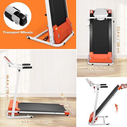 Folding Treadmill 1.5HP Foldable Treadmill with 12 Modes, Compact Mini Treadmill for Home Office, Space Saving Small Treadmill with Large Running Area, LCD Display, Easy to Fold in Kuwait