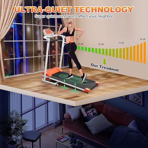 Folding Treadmill 1.5HP Foldable Treadmill with 12 Modes, Compact Mini Treadmill for Home Office, Space Saving Small Treadmill with Large Running Area, LCD Display, Easy to Fold in Kuwait