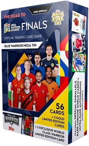 Topps Match Attax 101 - Soccer Cards, The Road to UEFA Nations League Finals - Mega Tin (Blue Warrior), 56 Cards + 4 Limited Editions in Saudi Arabia