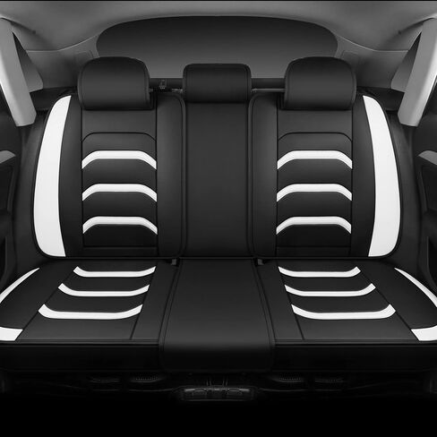 USA03 Full Set Car Seat Covers Luxury Leather Seat Cushions Covers Fit Most 5-Seater Models Cars SUV。 (Black-Blue) in Saudi Arabia