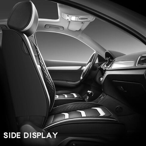 USA03 Full Set Car Seat Covers Luxury Leather Seat Cushions Covers Fit Most 5-Seater Models Cars SUV。 (Black-Blue) in Saudi Arabia