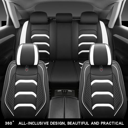 USA03 Full Set Car Seat Covers Luxury Leather Seat Cushions Covers Fit Most 5-Seater Models Cars SUV。 (Black-Blue) in Saudi Arabia