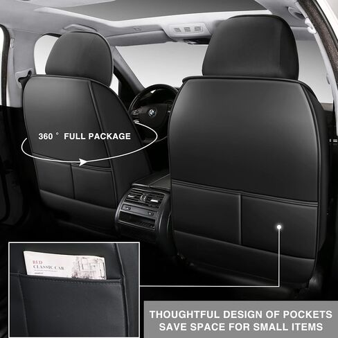 USA03 Full Set Car Seat Covers Luxury Leather Seat Cushions Covers Fit Most 5-Seater Models Cars SUV。 (Black-Blue) in Saudi Arabia