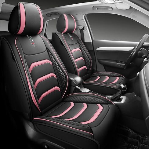 USA03 Full Set Car Seat Covers Luxury Leather Seat Cushions Covers Fit Most 5-Seater Models Cars SUV。 (Black-Blue) in Saudi Arabia