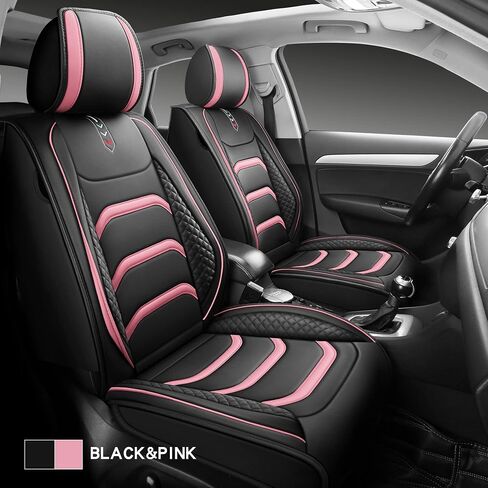 USA03 Full Set Car Seat Covers Luxury Leather Seat Cushions Covers Fit Most 5-Seater Models Cars SUV。 (Black-Blue) in Saudi Arabia