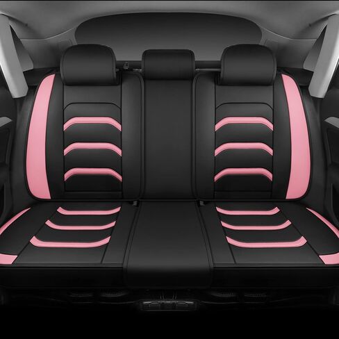 USA03 Full Set Car Seat Covers Luxury Leather Seat Cushions Covers Fit Most 5-Seater Models Cars SUV。 (Black-Blue) in Saudi Arabia