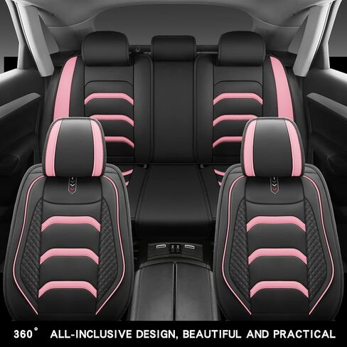 USA03 Full Set Car Seat Covers Luxury Leather Seat Cushions Covers Fit Most 5-Seater Models Cars SUV。 (Black-Blue) in Saudi Arabia