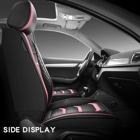 USA03 Full Set Car Seat Covers Luxury Leather Seat Cushions Covers Fit Most 5-Seater Models Cars SUV。 (Black-Blue) in Saudi Arabia