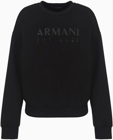 سويت شيرت نسائي من A｜X ARMANI EXCHANGE بشعار نغمي قابل للتمدد وياقة دائرية in Kuwait
