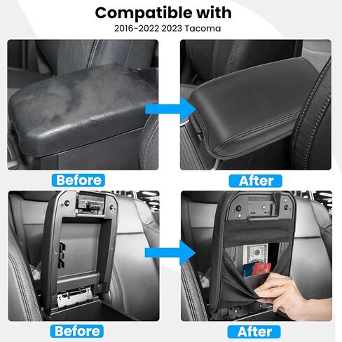 2 قطعة غطاء وحدة التحكم المركزية متوافق مع 2016-2022 2023 ملحقات تويوتا تاكوما الجيل الثالث منظم مسند الذراع صندوق تخزين مخفي 2 في 1 منظم ABS وغطاء جلد PU in Kuwait