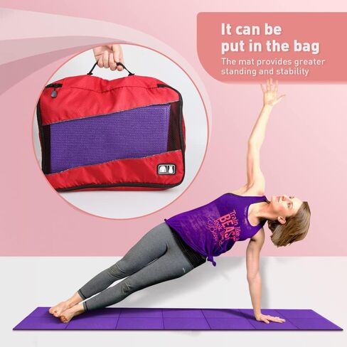 بساط يوجا قابل للطي من JBM مقاس 68 بوصة طول × 24 بوصة عرض × 1/4 بوصة بساط يوجا للسفر سميك لليوجا والبيلاتيس والتأمل والتدريبات على الأرض in Kuwait