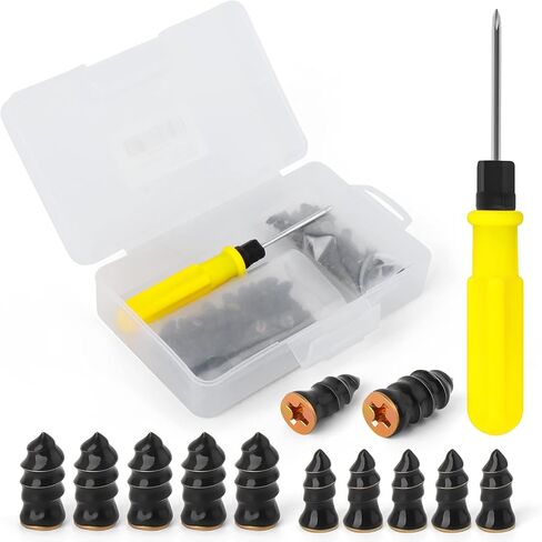 80PCS Tire Repair Rubber Nail, Vacuum Tire Repair Rubber Screws Black, Fast Tool Self-Service Tire Repair Nail, for Car Motorcycle Fast Tire Repair Tools (40s+40l+Screwdriver) in Kuwait