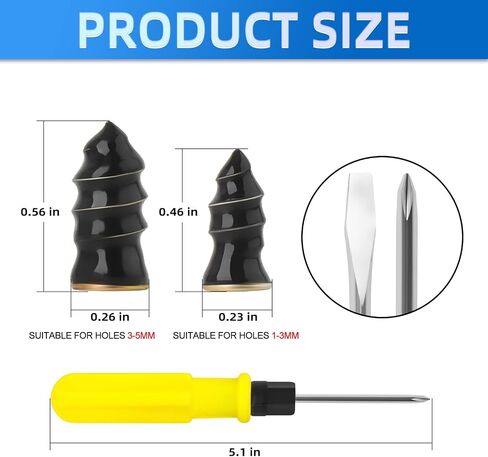 80PCS Tire Repair Rubber Nail, Vacuum Tire Repair Rubber Screws Black, Fast Tool Self-Service Tire Repair Nail, for Car Motorcycle Fast Tire Repair Tools (40s+40l+Screwdriver) in Kuwait