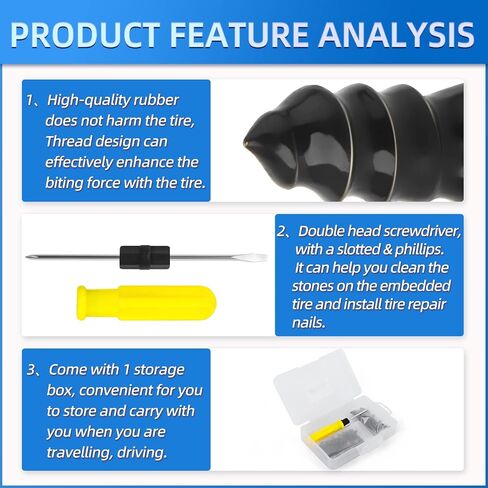 80PCS Tire Repair Rubber Nail, Vacuum Tire Repair Rubber Screws Black, Fast Tool Self-Service Tire Repair Nail, for Car Motorcycle Fast Tire Repair Tools (40s+40l+Screwdriver) in Kuwait
