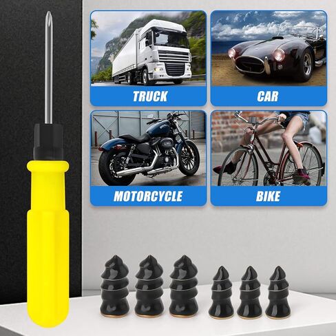80PCS Tire Repair Rubber Nail, Vacuum Tire Repair Rubber Screws Black, Fast Tool Self-Service Tire Repair Nail, for Car Motorcycle Fast Tire Repair Tools (40s+40l+Screwdriver) in Kuwait