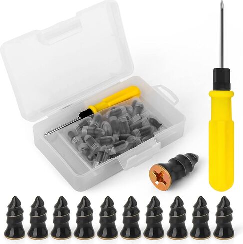 80PCS Tire Repair Rubber Nail, Vacuum Tire Repair Rubber Screws Black, Fast Tool Self-Service Tire Repair Nail, for Car Motorcycle Fast Tire Repair Tools (40s+40l+Screwdriver) in Kuwait