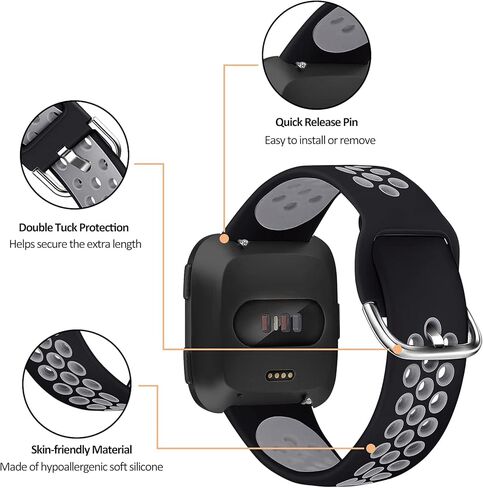 Mosstek متوافق مع Fitbit Versa 2 Bands/Fitbit Versa Lite Bands للرجال والنساء، أربطة سيليكون رياضية لـ Versa/Versa 2 Bands للنساء والرجال متوافقة مع Fitbit Versa Lite Bands، عبوتان، كبير-01 in Kuwait