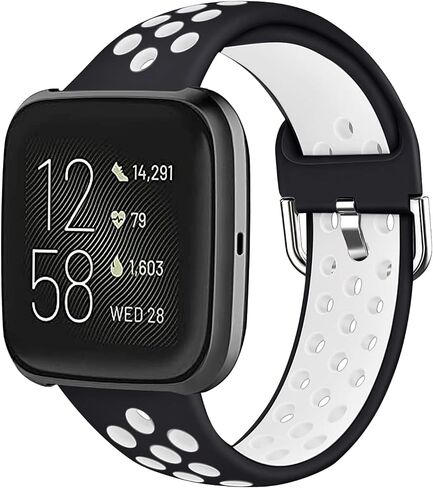 Mosstek Compatible with Fitbit Versa 2 Bands/Fitbit Versa Bands for Men Women, Sport Silicone Bands for Versa/Versa 2 Bands for Women Men Compatible for Fitbit Versa Lite Bands, 2 Pack, Large-01 in Saudi Arabia