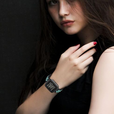 Mosstek متوافق مع Fitbit Versa 2 Bands/Fitbit Versa Lite Bands للرجال والنساء، أربطة سيليكون رياضية لـ Versa/Versa 2 Bands للنساء والرجال متوافقة مع Fitbit Versa Lite Bands، عبوتان، كبير-01 in Kuwait