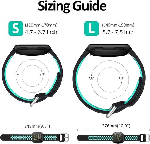 Mosstek متوافق مع Fitbit Versa 2 Bands/Fitbit Versa Lite Bands للرجال والنساء، أربطة سيليكون رياضية لـ Versa/Versa 2 Bands للنساء والرجال متوافقة مع Fitbit Versa Lite Bands، عبوتان، كبير-01 in Kuwait