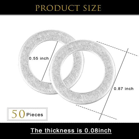50PCS Engine Aluminum Oil Drain Plug Screw Washer, Oil Drain Plug Gasket Washer Crush Seal, Compatible with Honda, Replaces # 94109-14000, Used for Oil Change in Saudi Arabia