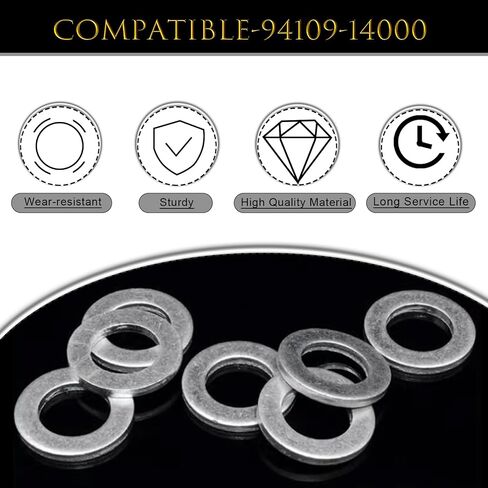 50PCS Engine Aluminum Oil Drain Plug Screw Washer, Oil Drain Plug Gasket Washer Crush Seal, Compatible with Honda, Replaces # 94109-14000, Used for Oil Change in Saudi Arabia