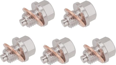5PCS M12x1.25 Stainless Steel Magnetic Engine Oil Drain Plug Compatible with Toyota, Lexus, Nissan, Infiniti, Replace 90341-12012, 11128-01M00, 11026-01M02, 90430-12031 in Saudi Arabia