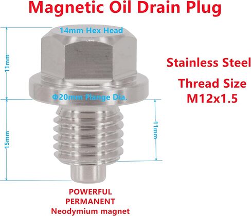 5PCS M12x1.25 Stainless Steel Magnetic Engine Oil Drain Plug Compatible with Toyota, Lexus, Nissan, Infiniti, Replace 90341-12012, 11128-01M00, 11026-01M02, 90430-12031 in Saudi Arabia