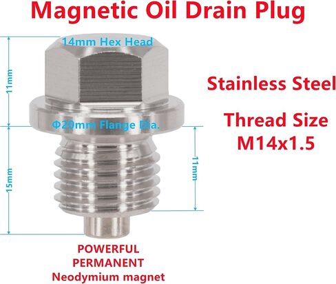 5PCS M12x1.25 Stainless Steel Magnetic Engine Oil Drain Plug Compatible with Toyota, Lexus, Nissan, Infiniti, Replace 90341-12012, 11128-01M00, 11026-01M02, 90430-12031 in Saudi Arabia