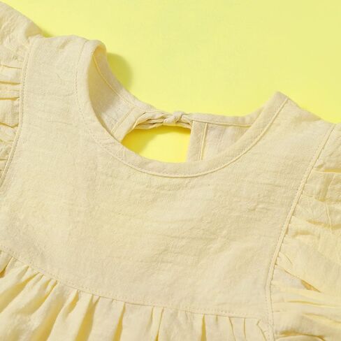 فستان للفتيات الصغيرات فستان صيفي من القطن والكتان بدون أكمام مكشكش للأطفال فساتين حفلات الشاطئ بدون أكمام in Kuwait