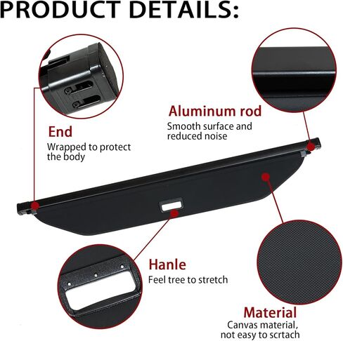 غطاء البضائع مصمم لسيارة Toyota 4Runner 2010-2023 خلفي قابل للسحب مقاوم للماء غطاء حماية للأمتعة (أسود) in Kuwait