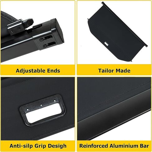 غطاء البضائع مصمم لسيارة Toyota 4Runner 2010-2023 خلفي قابل للسحب مقاوم للماء غطاء حماية للأمتعة (أسود) in Kuwait