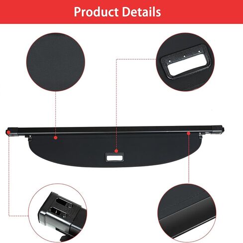 غطاء البضائع مصمم لسيارة Toyota 4Runner 2010-2023 خلفي قابل للسحب مقاوم للماء غطاء حماية للأمتعة (أسود) in Kuwait