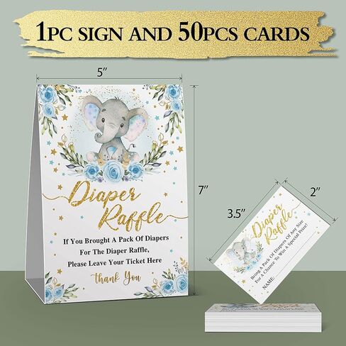 علامة سحب حفاضات الفيل الأزرق، مجموعة ألعاب استحمام الطفل يانصيب الحفاضات (1 علامة واقفة + 50 بطاقة تخمين)، علامة سحب حفاضات ذهبية، زينة استحمام الطفل على شكل زهرة زرقاء in Kuwait