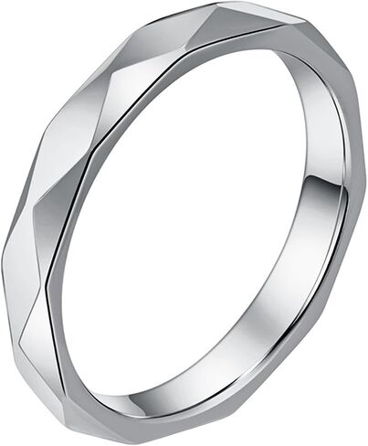 Nanafast 4mm Stainless Steel Rhombus Rings for Women Men Multi-faceted Band Stackable Rhombus Ring for Engagement Wedding in Saudi Arabia