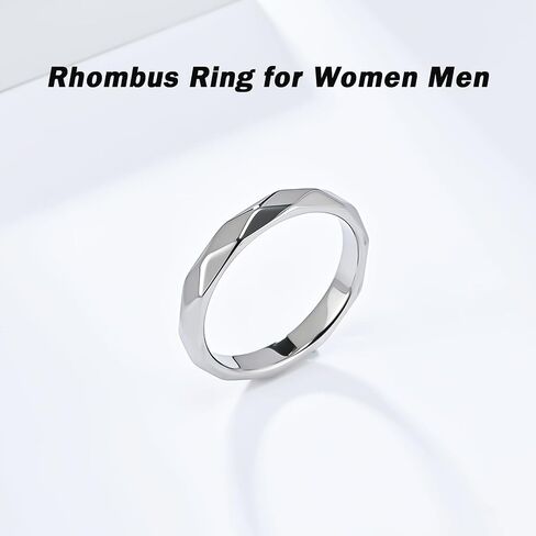Nanafast 4mm Stainless Steel Rhombus Rings for Women Men Multi-faceted Band Stackable Rhombus Ring for Engagement Wedding in Saudi Arabia