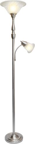 Elegant Designs LF2003-RBA 2 Light Mother Daughter Floor Lamp with Amber Marble Glass Shades, Restoration Bronze and Amber in Saudi Arabia