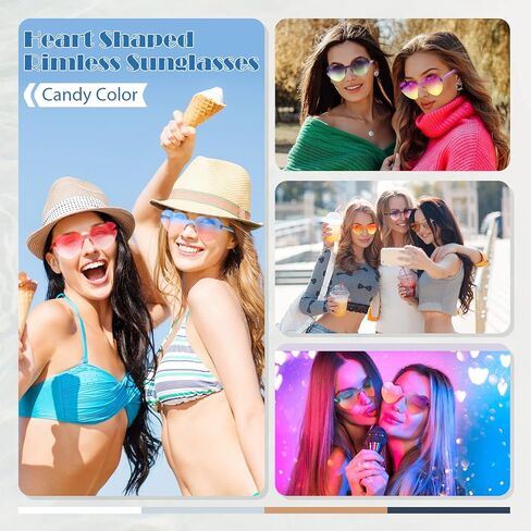 Kathfly 24 زوجًا من نظارات القلب على شكل قلب نظارات شمسية على شكل قلب جميل للنساء والفتيات والحفلات التنكرية (ألوان الحلوى) in Saudi Arabia
