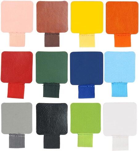 حامل حلقة قلم ذاتي اللصق من YOTINO 12 قطعة من حامل حلقة القلم لأجهزة الكمبيوتر المحمولة والمخططين والمجلات، ملصق حزام حلقة القلم من الجلد الصناعي مع حلقة مرنة (12 لونًا) in Kuwait