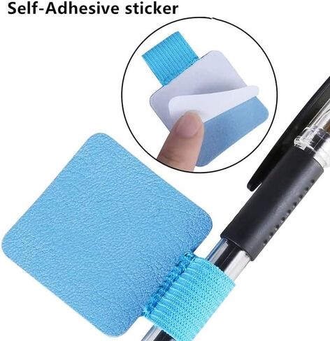 حامل حلقة قلم ذاتي اللصق من YOTINO 12 قطعة من حامل حلقة القلم لأجهزة الكمبيوتر المحمولة والمخططين والمجلات، ملصق حزام حلقة القلم من الجلد الصناعي مع حلقة مرنة (12 لونًا) in Kuwait