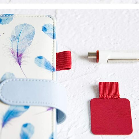 حامل حلقة قلم ذاتي اللصق من YOTINO 12 قطعة من حامل حلقة القلم لأجهزة الكمبيوتر المحمولة والمخططين والمجلات، ملصق حزام حلقة القلم من الجلد الصناعي مع حلقة مرنة (12 لونًا) in Kuwait