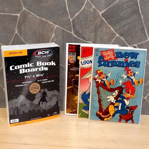 BCW Golden Age Comic Book Bags with Golden Age Backing Boards - 200 ct | Acid-Free, Crystal-Clear Storage for Comics | 7 5/8 x 10 1/2 Exterior Dimensions | Resealable Strip | Comic Protection in Saudi Arabia