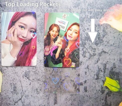 100 قطعة من أكمام بطاقات الصور الفوتوغرافية K-pop الوامضة بالليزر مقاس 2.2 × 3.5 بوصة، وأكمام بطاقات الصور الفوتوغرافية على شكل قلب الحب لصور Instax Mini، وواقي بطاقات ناعم من رقائق معدنية ثلاثية الأبعاد تحميل علوي in Kuwait
