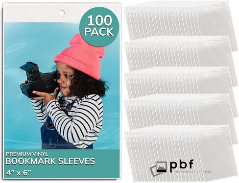 أكمام مرجعية من الفينيل الشفاف من pbf لصور 4x6 | أكمام صور 4x6 | إشارات مرجعية مخصصة يمكنك صنعها بنفسك | إشارات مرجعية واضحة للصياغة (100 حزمة) in Kuwait